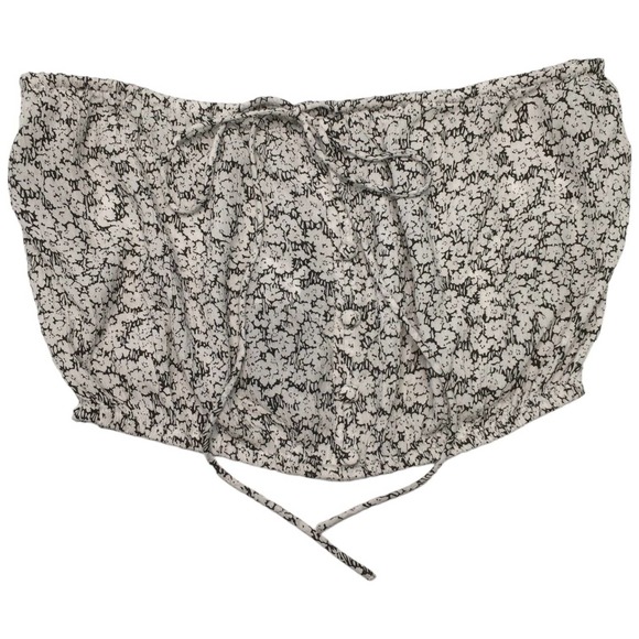 New Volcom Floral Bae Bae Doll Tube Top Halter Cropped Faux Button Black White S - Picture 3 of 15